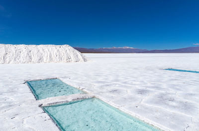 Scenic view of swimming pool against clear blue sky