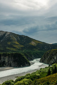 Scenic view of mountains against sky