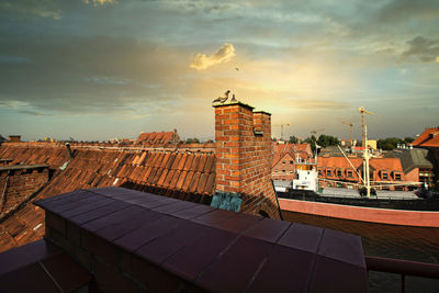 High angle view of buildings in city