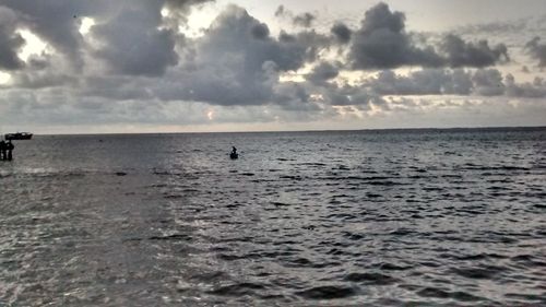 Scenic view of sea against cloudy sky