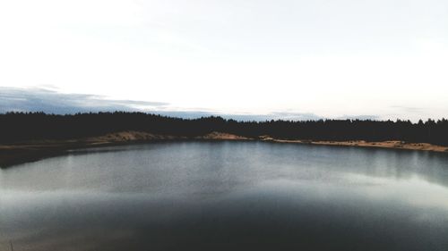 Scenic view of lake against clear sky