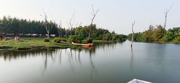 Scenic view of lake against sky