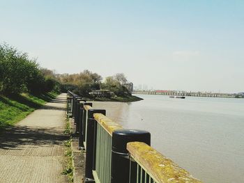 Scenic view of lake against clear sky