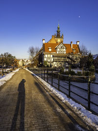 View of building in city during winter