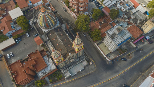 High angle view of city street