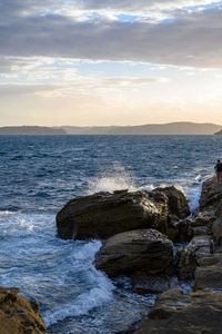 Scenic view of sea against sky during sunset