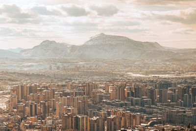 High angle view of buildings in city