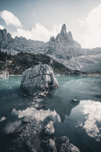 Scenic view of lake against sky