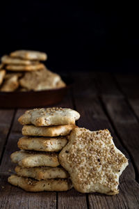 Close-up of cookies on table