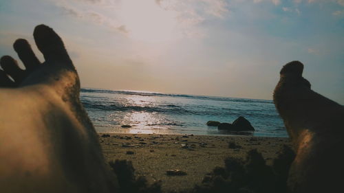 Scenic view of sea against sky during sunset