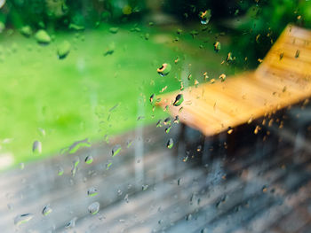 Close-up of water drops on glass