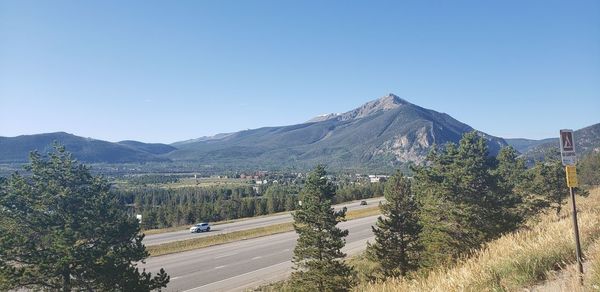 Scenic view of mountains against clear sky