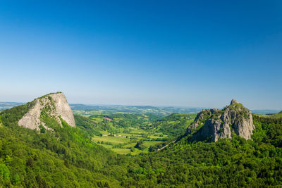 Scenic view of landscape against clear blue sky