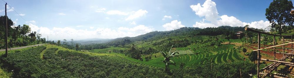 Scenic view of landscape against cloudy sky