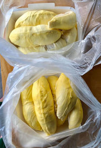 High angle view of fruits in container