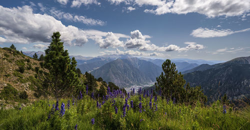 Scenic view of mountains against sky