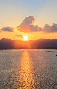 Scenic view of sea against sky during sunset