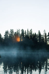 Scenic view of lake against clear sky