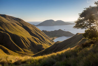 Scenic view of mountains against clear sky