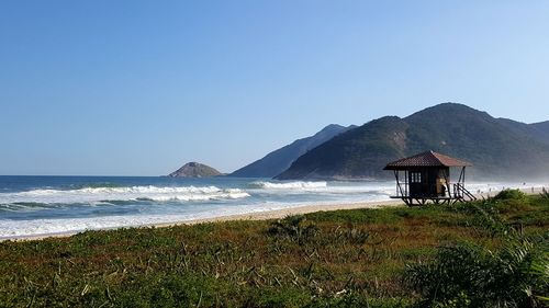 Scenic view of sea against clear sky