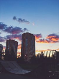 Cityscape against sky during sunset