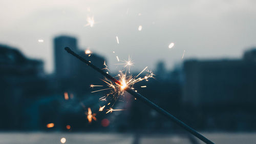 Close-up of burning sparkler