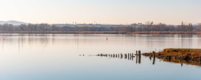 Scenic view of lake against sky