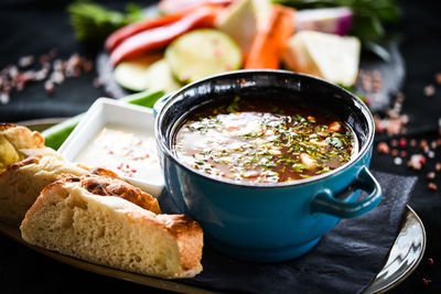 Close-up of food in bowl on table