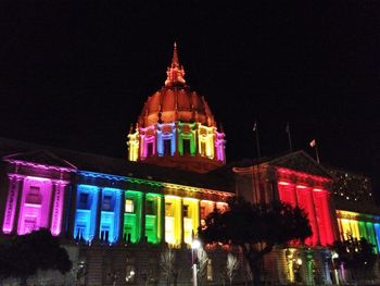 Facade of temple at night