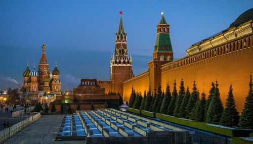 View of illuminated city at night