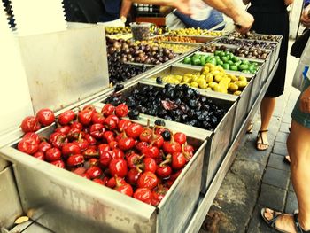 Low angle view of fruits for sale in market