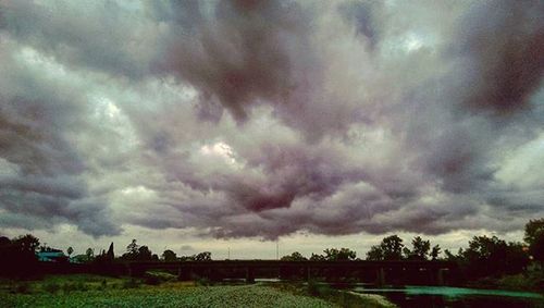 Scenic view of landscape against cloudy sky