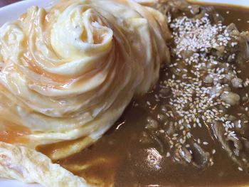 High angle view of ice cream in plate