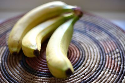 High angle view of bananas on cutting board