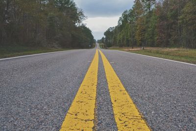 Empty road with double yellow line