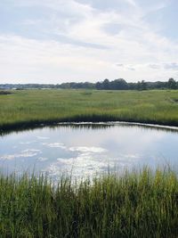 Scenic view of lake against sky