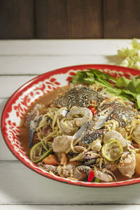 Close-up of meal served in bowl