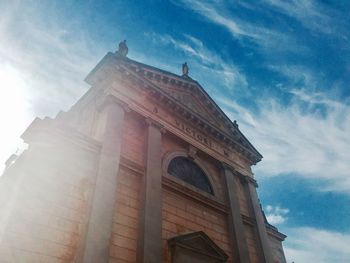 Low angle view of old building against sky