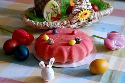 Close-up of fruits in plate on table