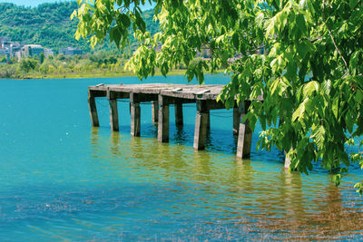 Wooden pier in sea