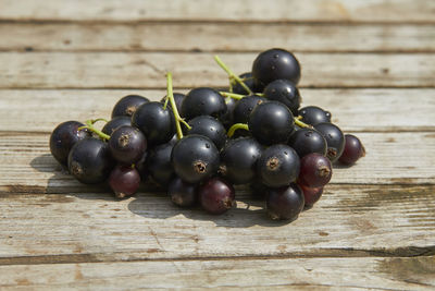 High angle view of grapes on table