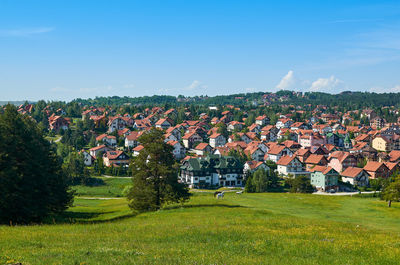 Panorama of a center of zlatibor village, serbia