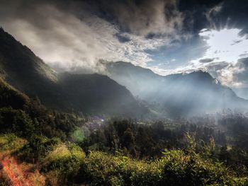 Scenic view of mountains against sky