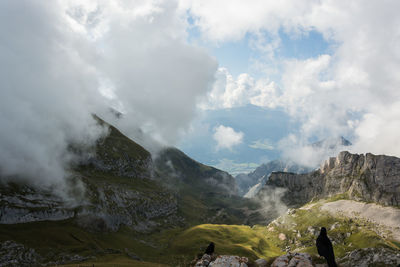 Panoramic view of mountains against sky