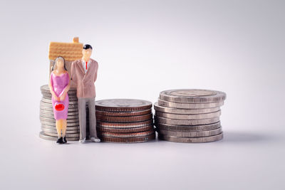 Stack of objects against white background