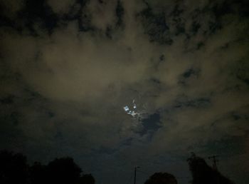 Low angle view of silhouette trees against sky at night