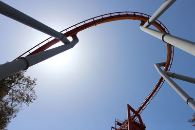 Low angle view of rollercoaster against clear sky