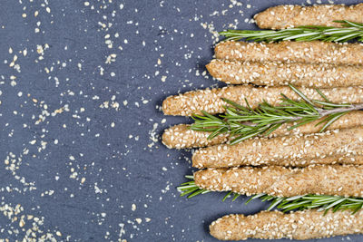 High angle view of carrots on table