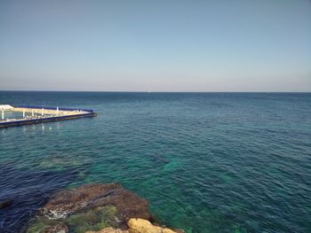 Scenic view of sea against clear sky