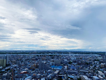 High angle view of townscape against sky